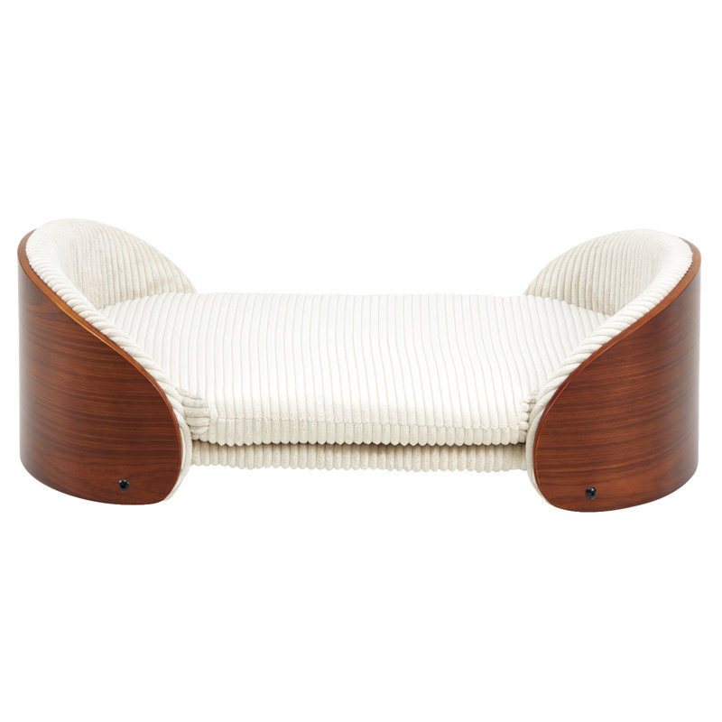 Lit pour chien ergonomique en bois massif avec rembourrage en mousse à mémoire de forme et conception surélevée