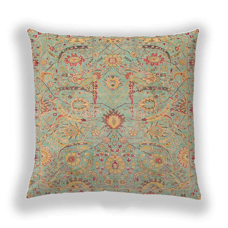 Abstract Microsuede Throw Pillow, Turquoise/Yellow