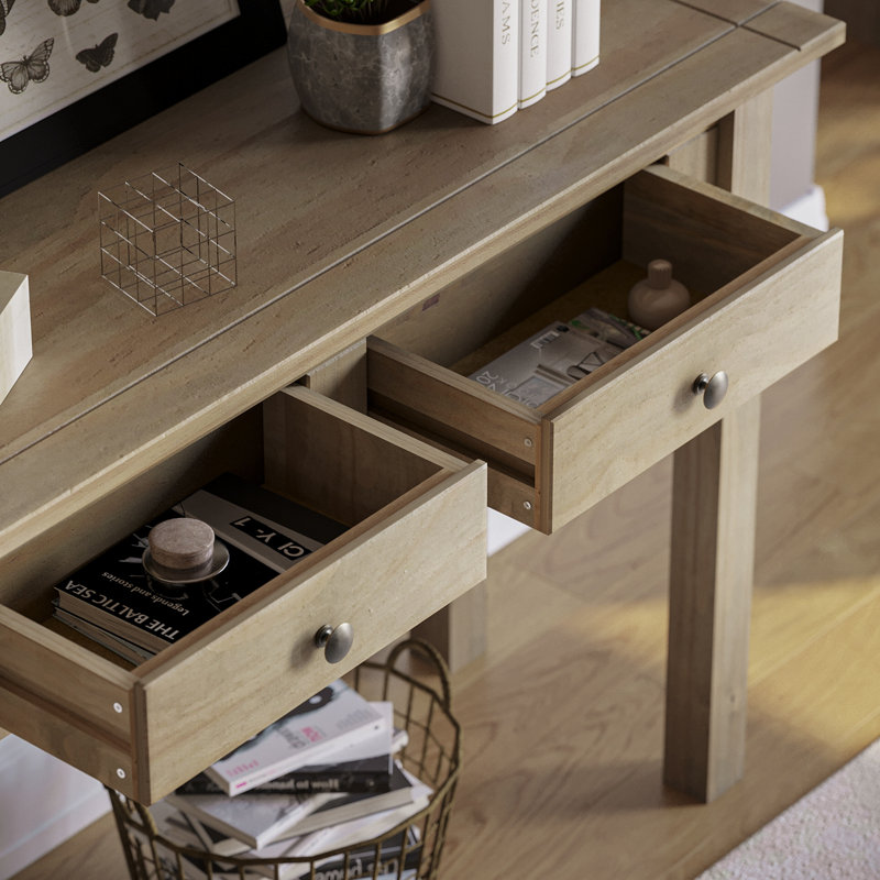 Somers 2 Drawer 110Cm Solid Wood Console Table, for Hallway & Living Room Furniture