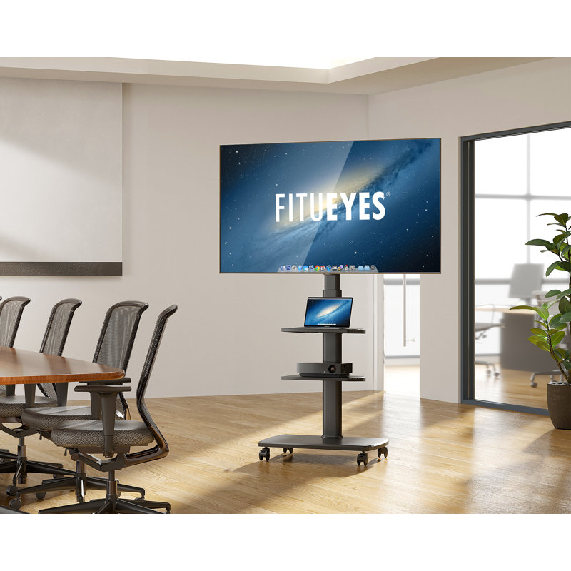 Meuble télé ajustable en hauteur avec roulettes pour téléviseur de 32 à 65 po Abbing, Noir