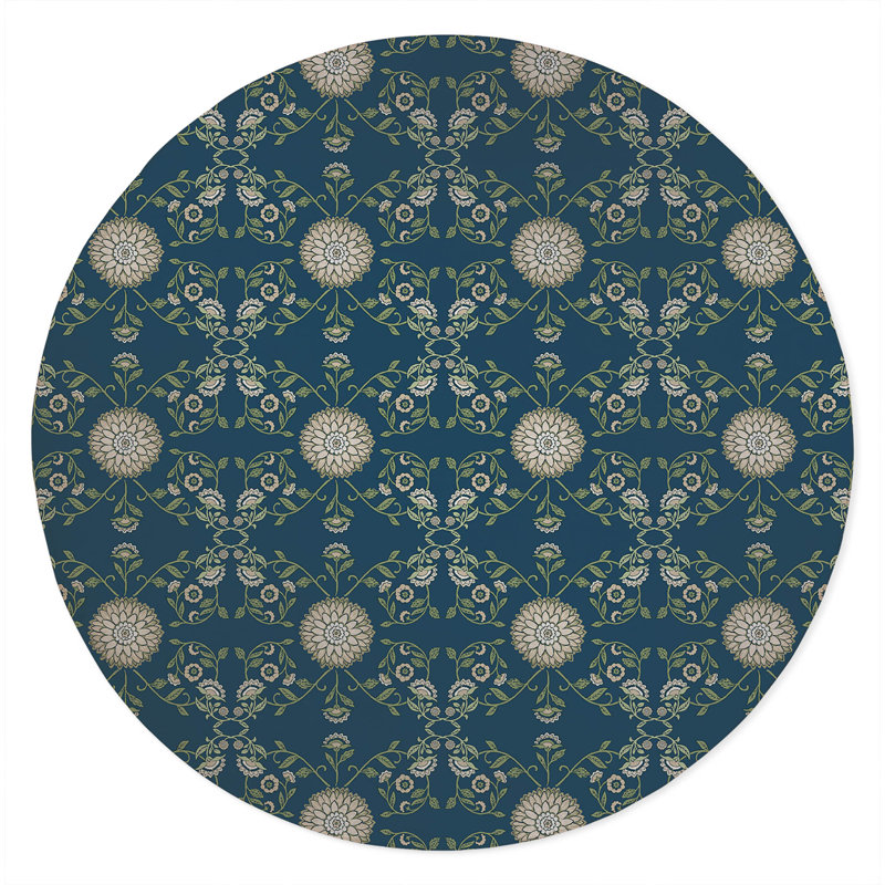 Aria Soft Step Outdoor Area Rug, Round 5', Navy