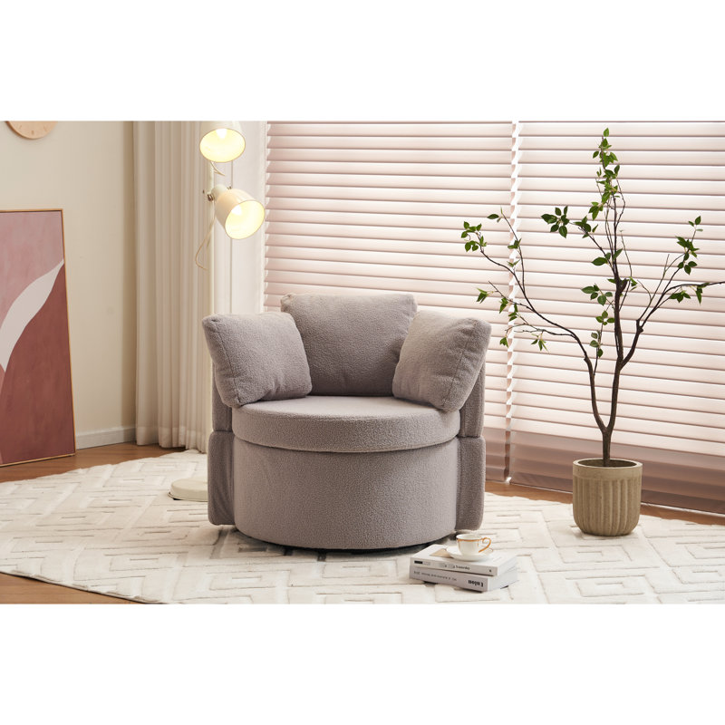 Chaise pivotante en tissu avec rangement et coussin de dossier confortable, gris à 360 ° en mousse pratique