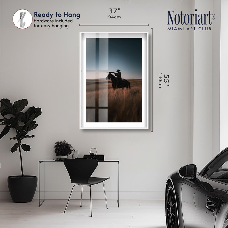 «Best Cowboy Shot Shadowbox Print Western» par Notoriart, H 55 po x l 37 po, Blanc
