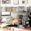 Lit superposé Twintwin avec rangement et escalier sécuritaire - Gris pour garde-corps robuste pour chambre-1689960682