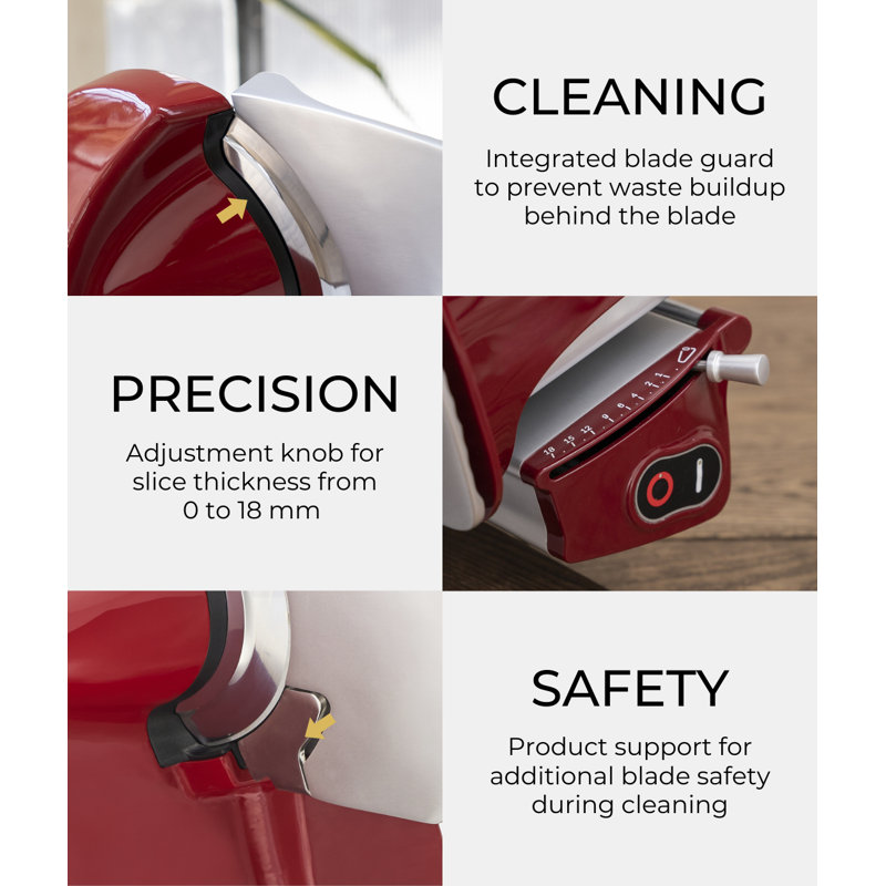 VBI Milano 1898 Home Line Plus 200 Electric Food Slicer, Red