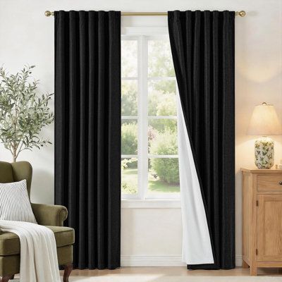 Blackout Linen Textured Thermal Insulated Rod Pocket Curtains
