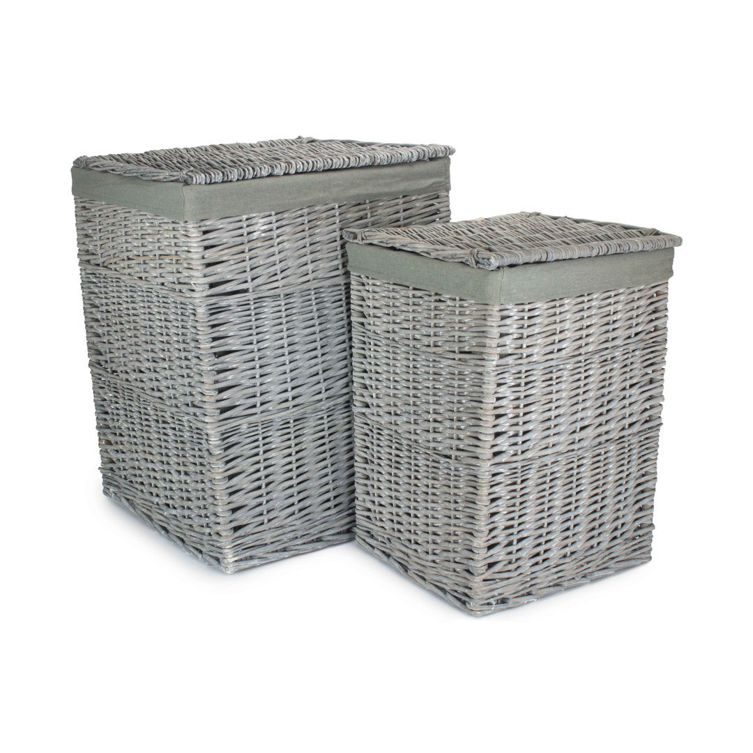 2 Piece Wicker Laundry Basket set with Lining
