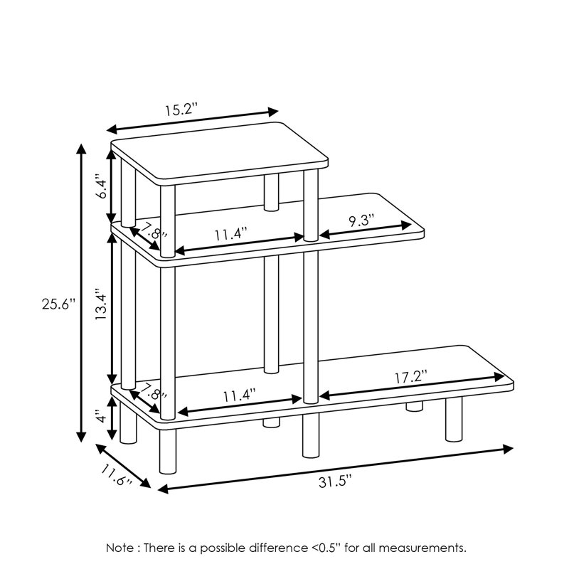 3-Tier Sofa Side Table in Espresso/Black