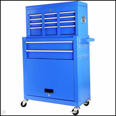 Coffre à outils roulant avec roulettes et 8 tiroirs, grande armoire à outils amovible avec serrure pour le garage, chariot à outils verrouillable avec doublure noire pour entrepôt, atelier, grande capacité