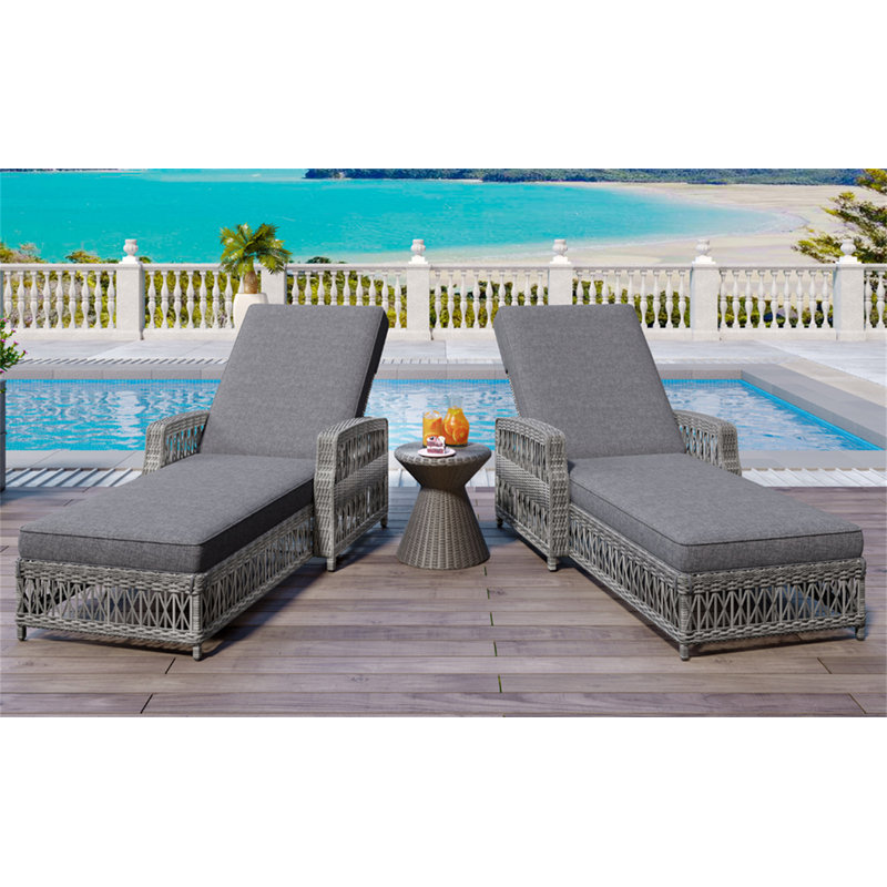 Chaise longue inclinable 2 pièces 2 pièces, Gris