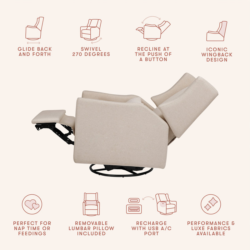 Kiwi Electronic Swivel Reclining Glider, Performance Beach Eco-Weave
