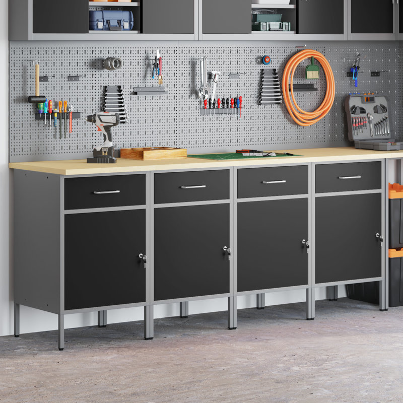 Work Cabinet with Drawer, Black