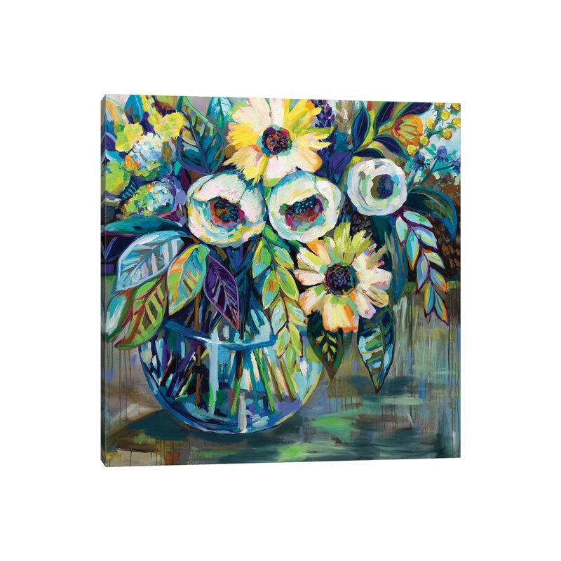 «Blue Light» par Jeanette Vertentes - peinture sur toile tendue, H 12 po x l 12 po x P 0,75 po