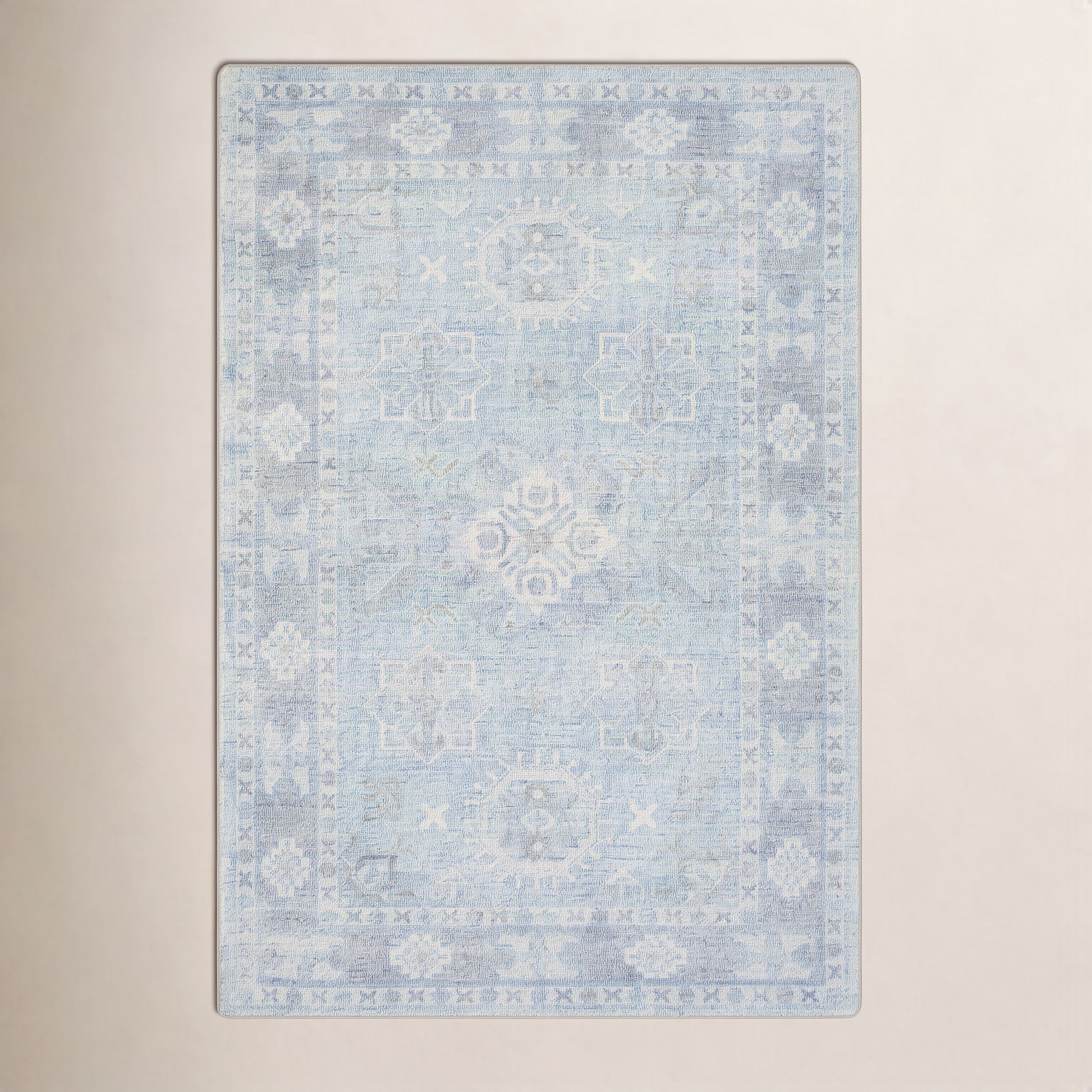 Hopkins Denim Sky Blue Hand-Tufted Oriental Rug, Rectangle 5' x 7'6"
