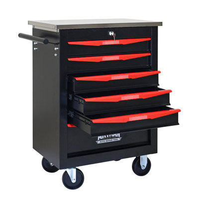 6 Drawers Multifunctional Tool Cart With Wheels - Black&Red Storage For Garage, Workshop, Repair Shop And Jobs