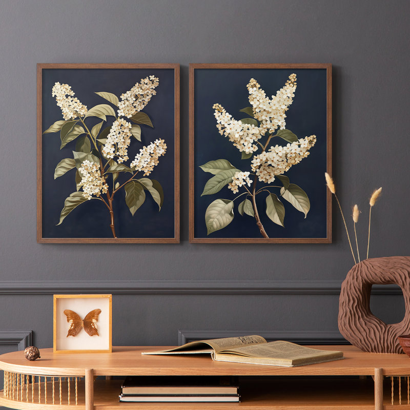 FLORAL Series CLV III - reproduction encadrée de qualité supérieure - prête à être accrochée - aucun clou requis - aucun clou requis