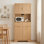 Armoire de cuisine cannelée avec prise de courant, tablette à micro-ondes et tiroirs, armoire de rangement pour bar à café pour l'organisation de la cuisine