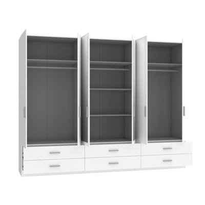 Bearfield 6 Door Manufactured Wood Wardrobe