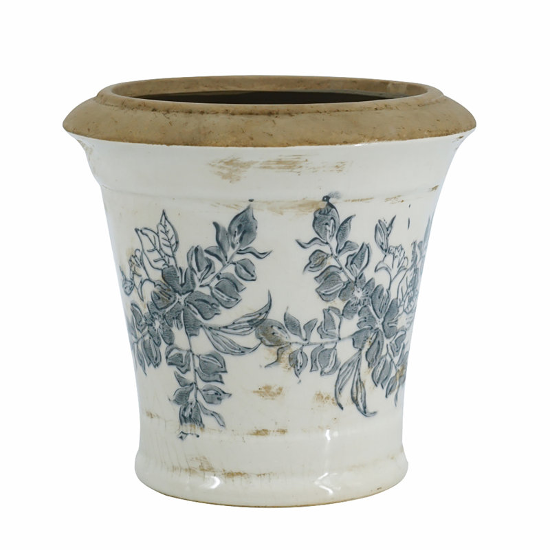 Ceramic Flower Planter, 6.7" H x 7.1" W x 7.1" D