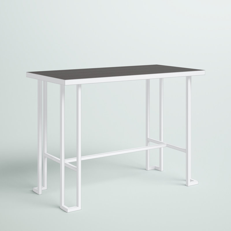 Montreal Metal Base Dining Table, Vintage White/Espresso