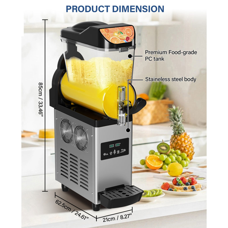 Cafetière commerciale en acier inoxydable 450W 15L, machine à boissons glacée bimode avec panneau DEL et autonettoyante pour bar, café et maison