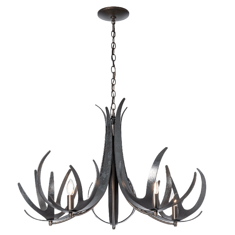 Caribou 5-Light Chandelier, 5 Lights, 23.3" H x 40.6" W x 40.6" D, Clear Steel