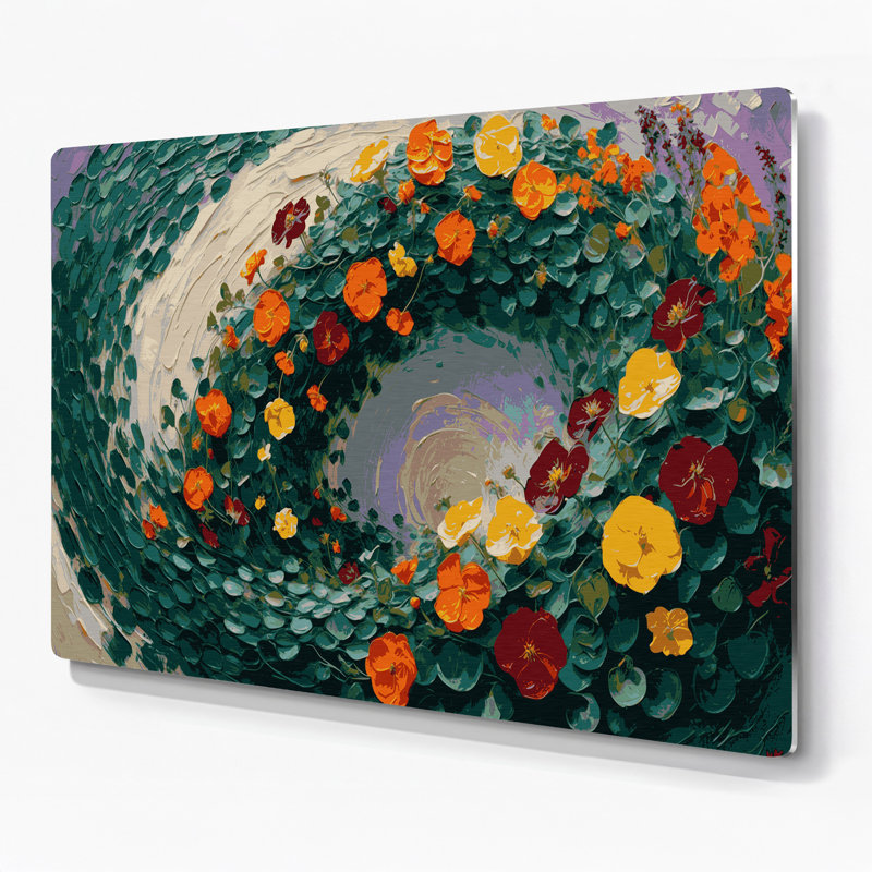 Art mural en métal Botanical Nasturtiums, H 8 po x l 10 po