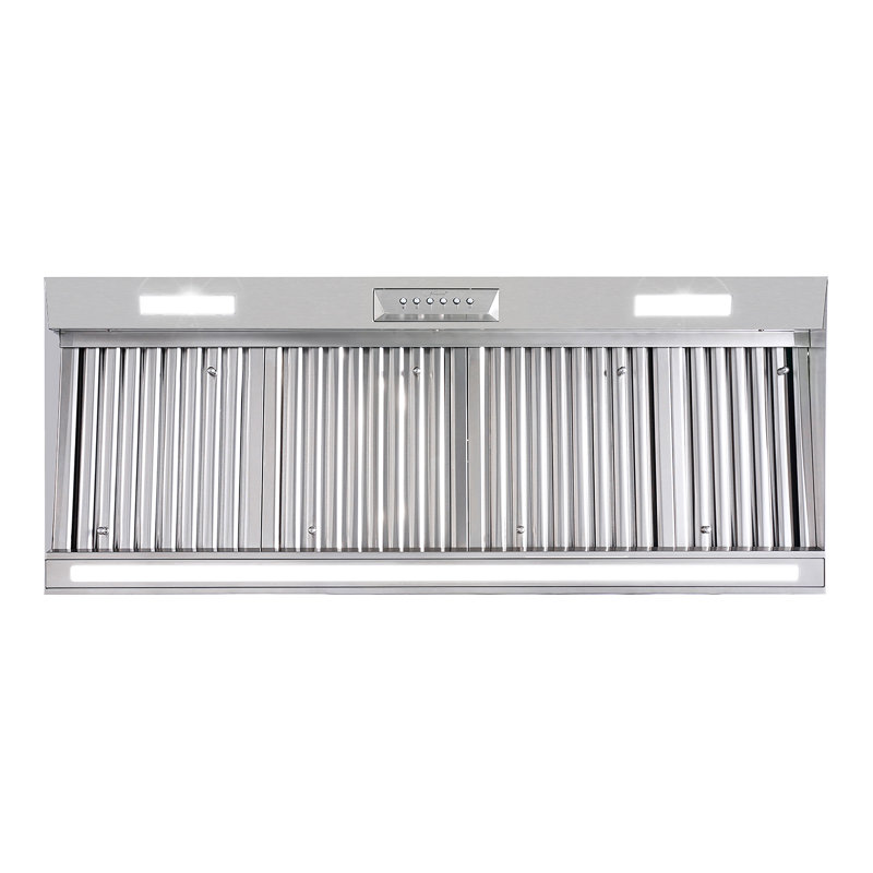 Insert de hotte de cuisine 48 po Akicon, hotte de cuisine en acier inoxydable 1200 CFM avec technologie de détection automatique de la chaleur, ventilateur à 4 vitesses, veilleuse à DEL, filtres à chicane pour lave-vaisselle