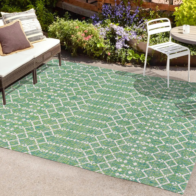 Tapis d'intérieur / extérieur Crompton, Rectangle 9 pi x 12 pi, Vert/crème