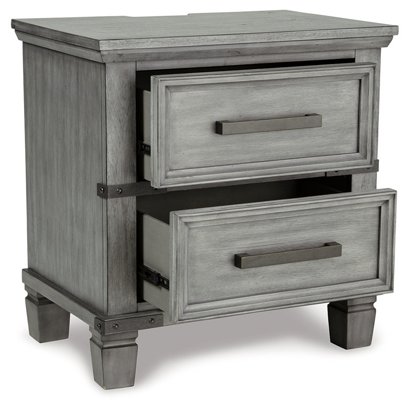 Russelyn Transitional 2-Drawer Nightstand in Weathered Gray