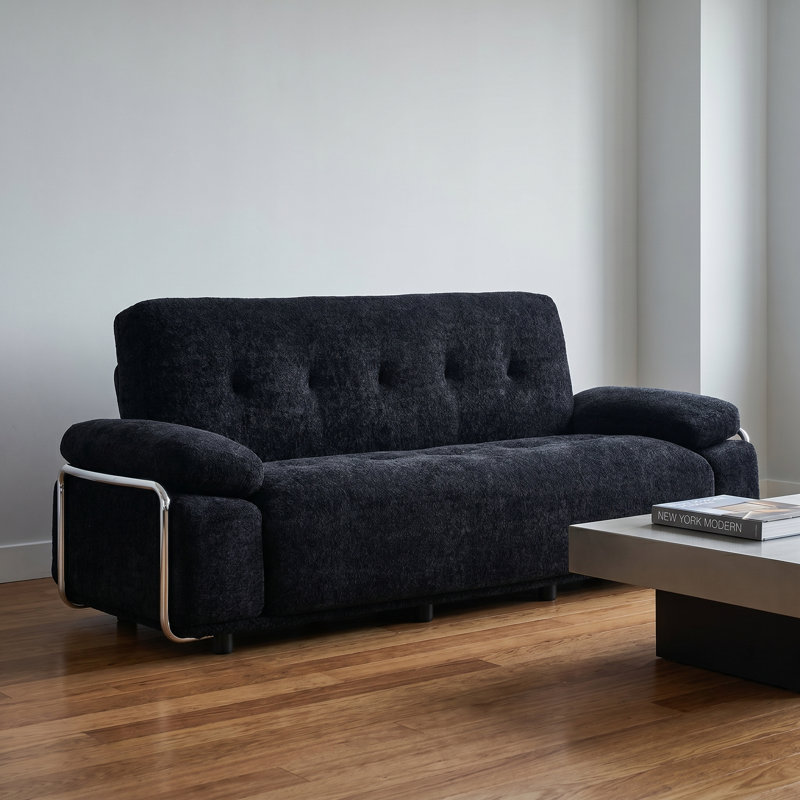 Canapé rembourré de 88,98 po de largeur, coussins de siège à assise profonde de 35,43 po de profondeur, canapé en chenille de 33,8 po de hauteur pour petit salon, appartement
