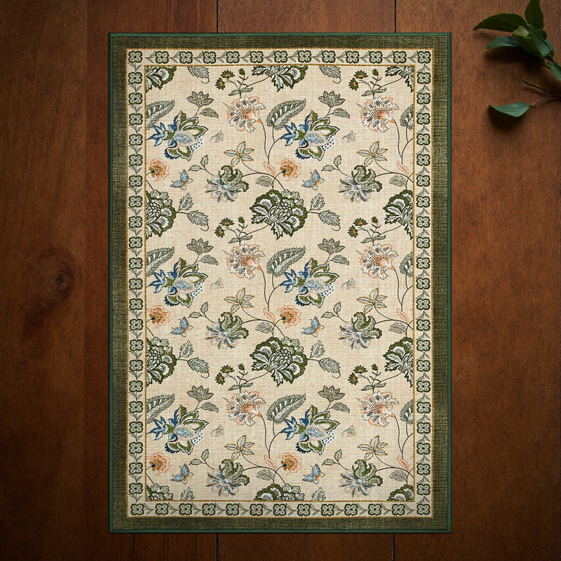 Rectangle 2' x 3', Green/Beige