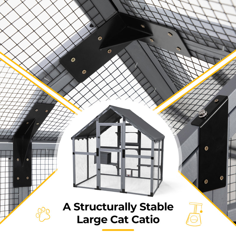 Large Catio Outdoor Cat Enclosure，grey