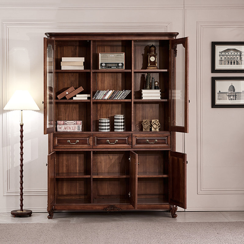Bibliothèque classique et pratique de style américain, 10 tablettes H 86,61 po x l 102,75 po x P 15,75 po