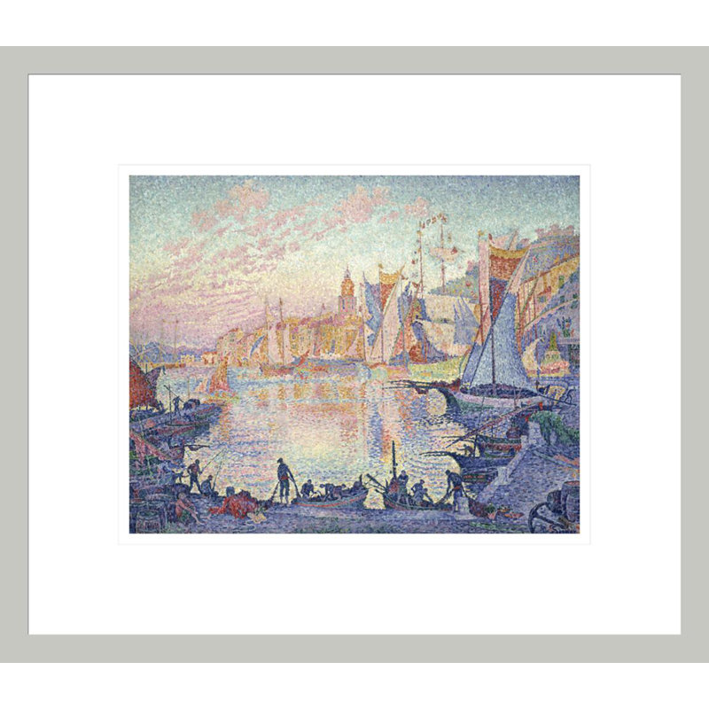 Le port de Saint-Tropez par Paul Signac - Estampe numérique encadrée, H 13,75 po x l 15,81 po