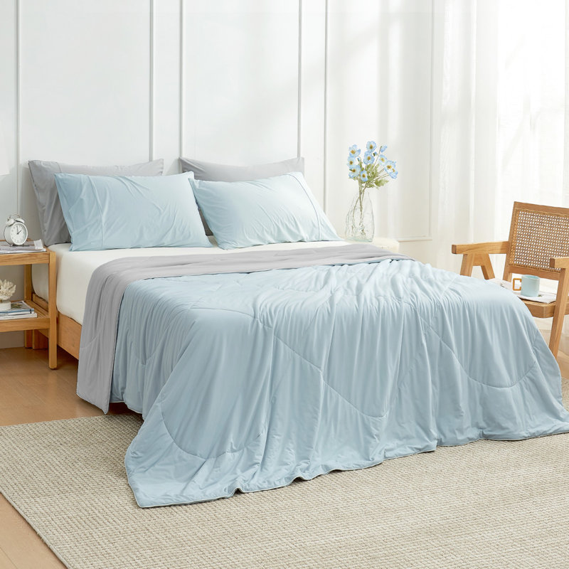 Cooling Comforter for Hot Sleepers – Reduces Skin Temp 2–5°C, Fluffy Down Alternative Fill, Machine Washable, All-Season Blanket for Night Sweats