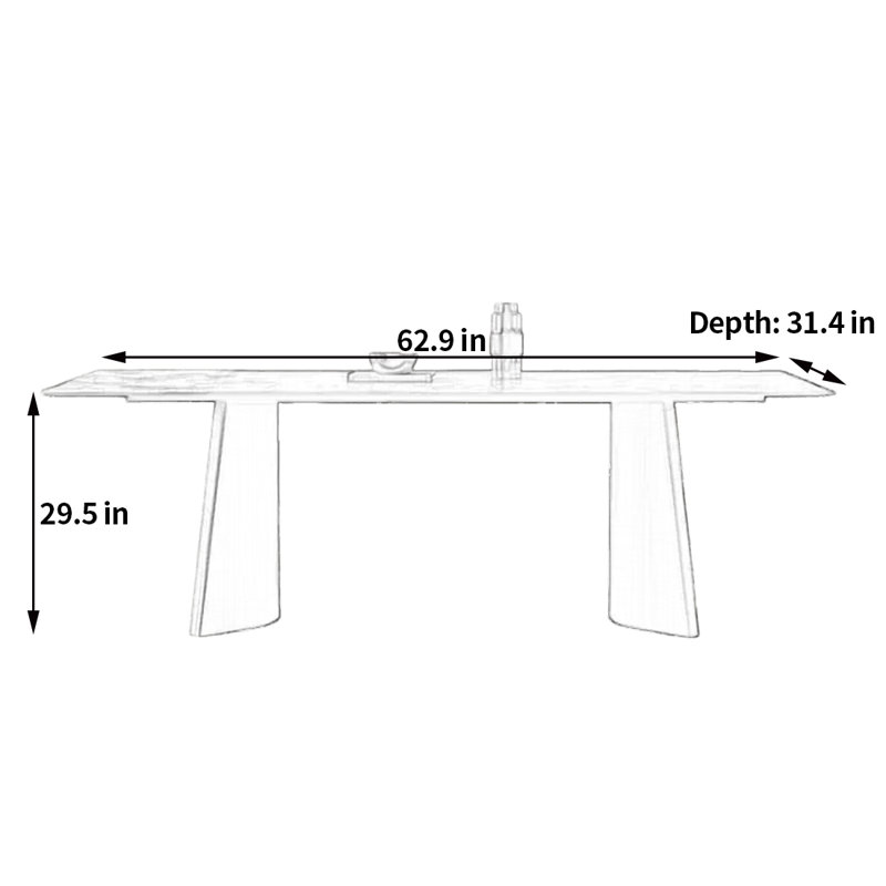 Sophisticated Small Dining Table, 29.5"H x 62.9"L x 31.4"W