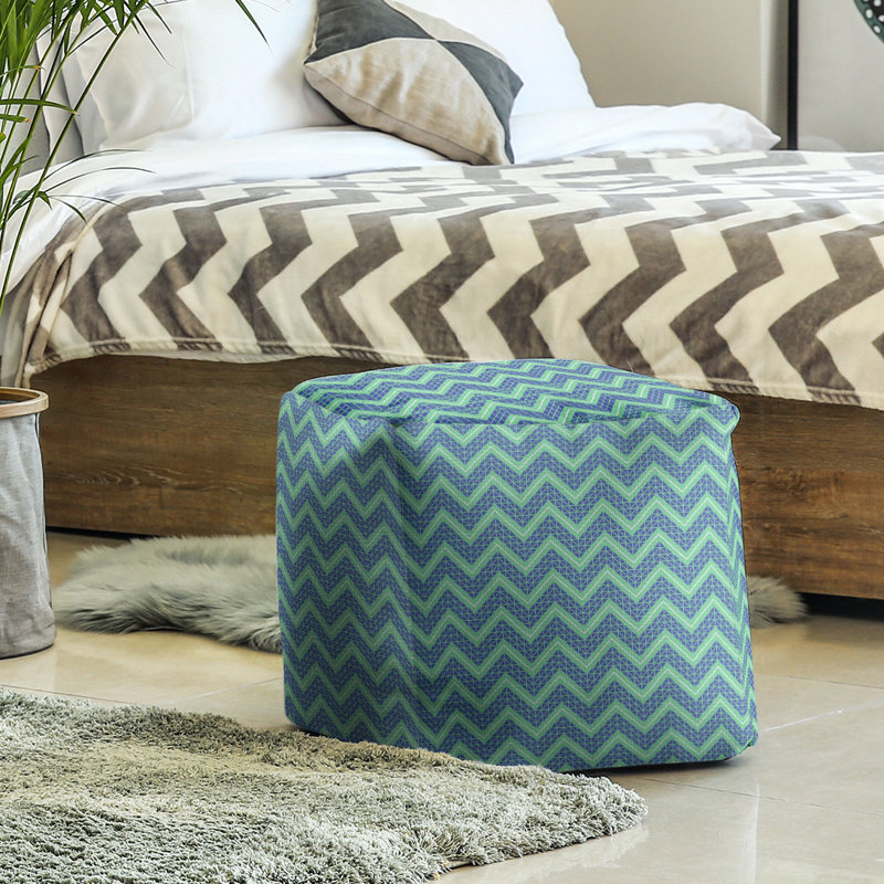 Upholstered Ottoman, Green/Blue