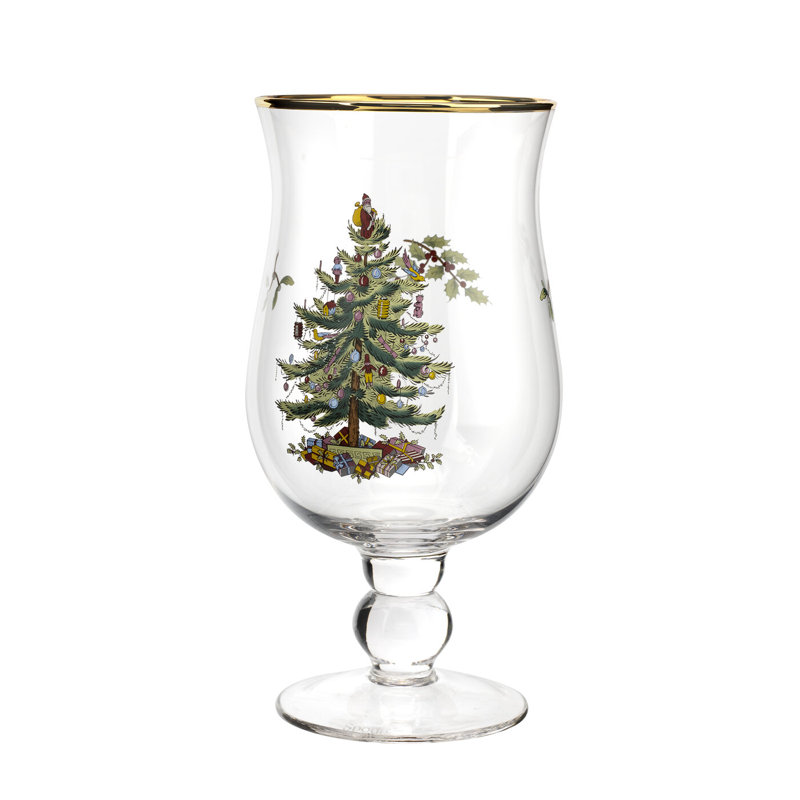 Spode Christmas Tree Tulip Glasses 17 Oz