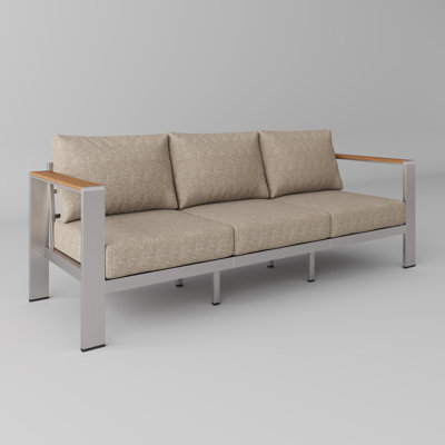 Canapé de patio en aluminium 3 places avec coussins en oléfine de 28 cm