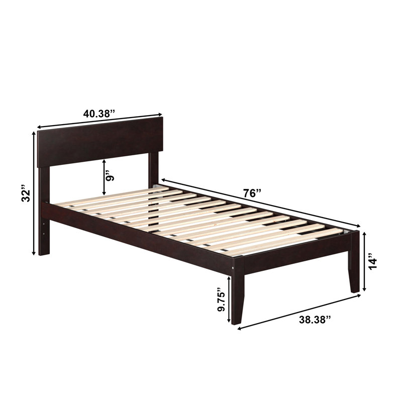 Farrah Solid Hardwood Platform Bed , Espresso, Twin