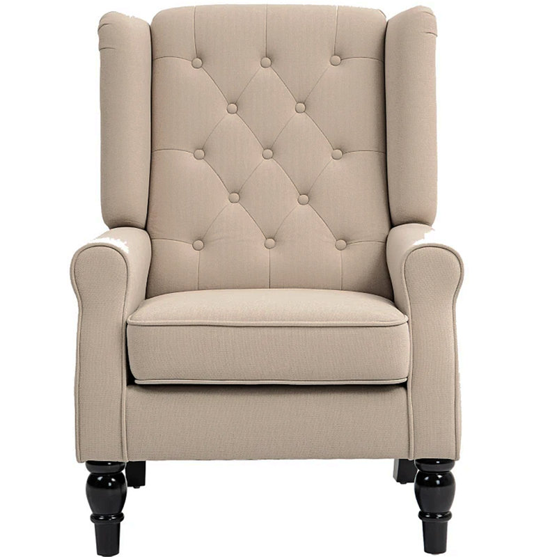 Chaise longue capitonnée à boutons, beige