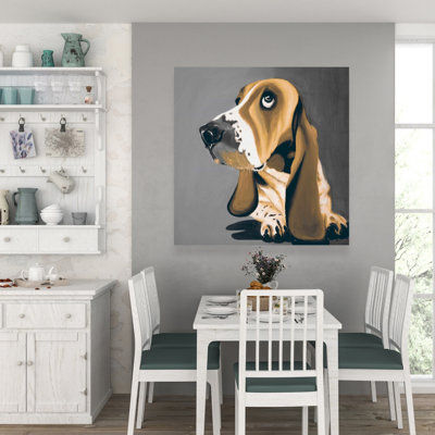 Gold Basset Hound Dog - Modern Canvas Home Decor Art