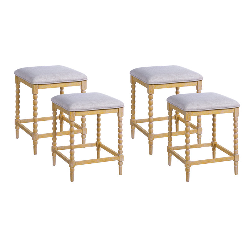 Tabourets de comptoir en bois d'acacia rustique 26 po Alden avec siège rembourré en mousse et conception ouverte
