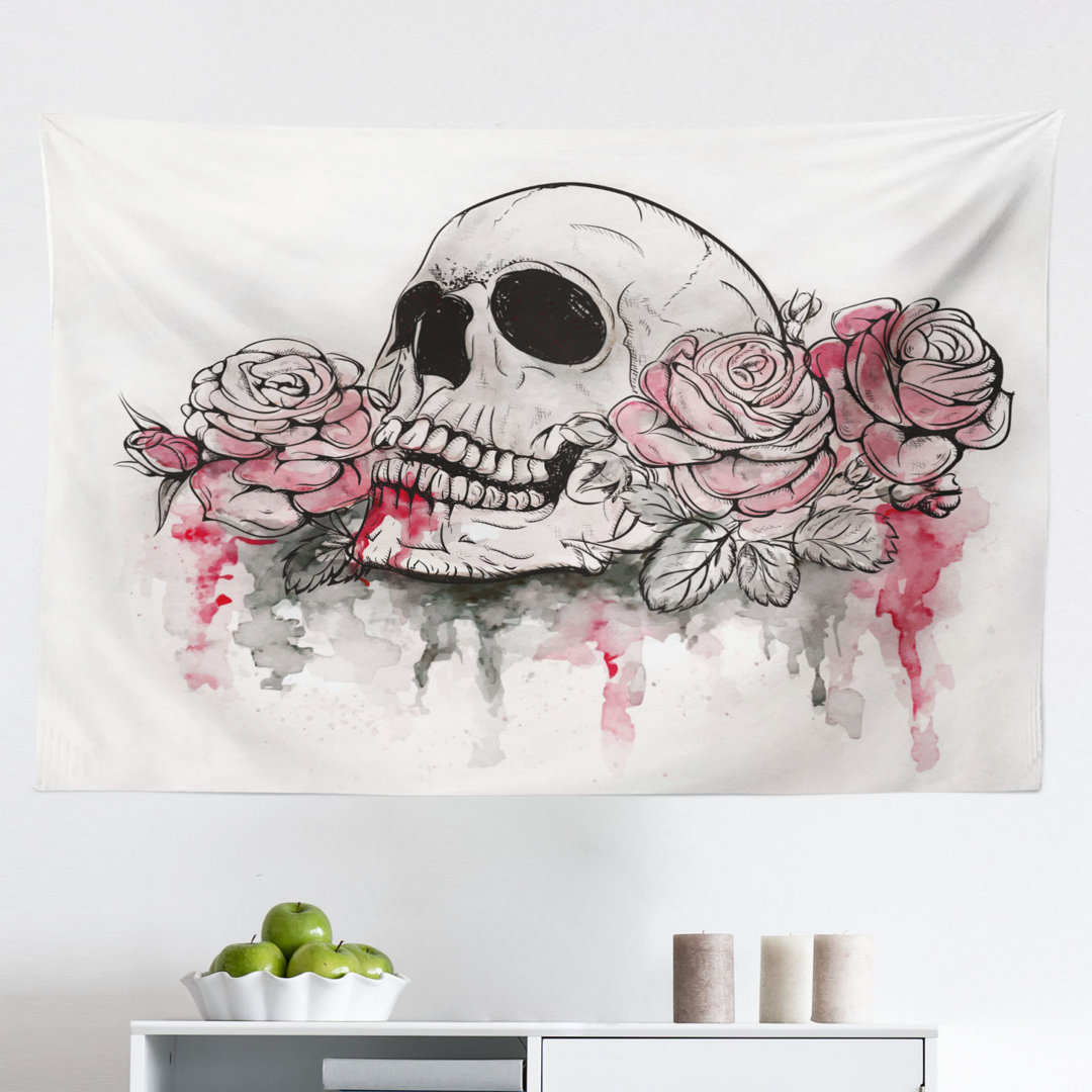 Wandbehang Druck Totenkopf Form Romantische Rosen Feier Tag Druck