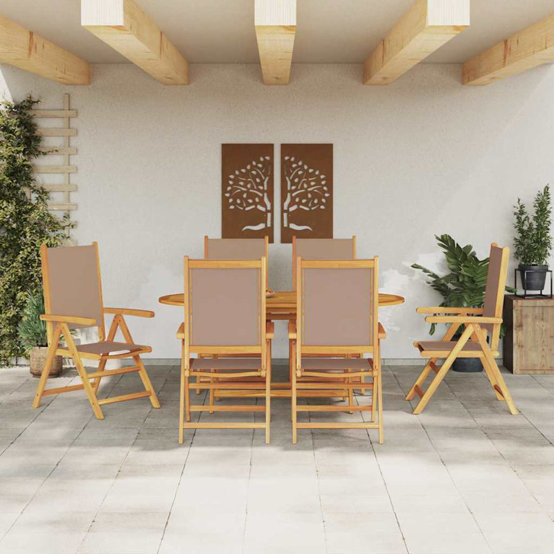 6 - Person Wood Patio Dining Set with Round Table
