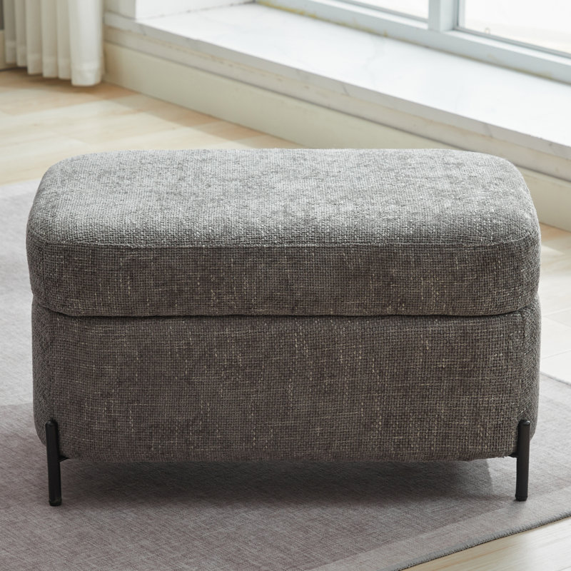 Bampton Upholstered Storage Ottoman, Charcoal Chenille