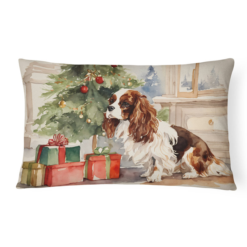 Coussin décoratif en tissu Cavalier Spaniel Christmas