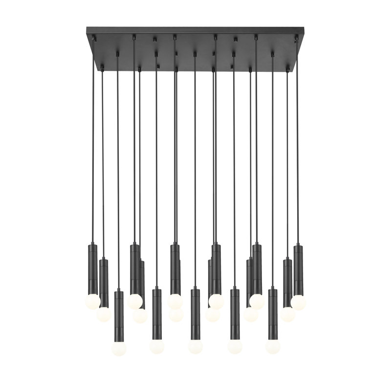 Lustre linéaire moderne Lipman, Noir mat, 17 lumières