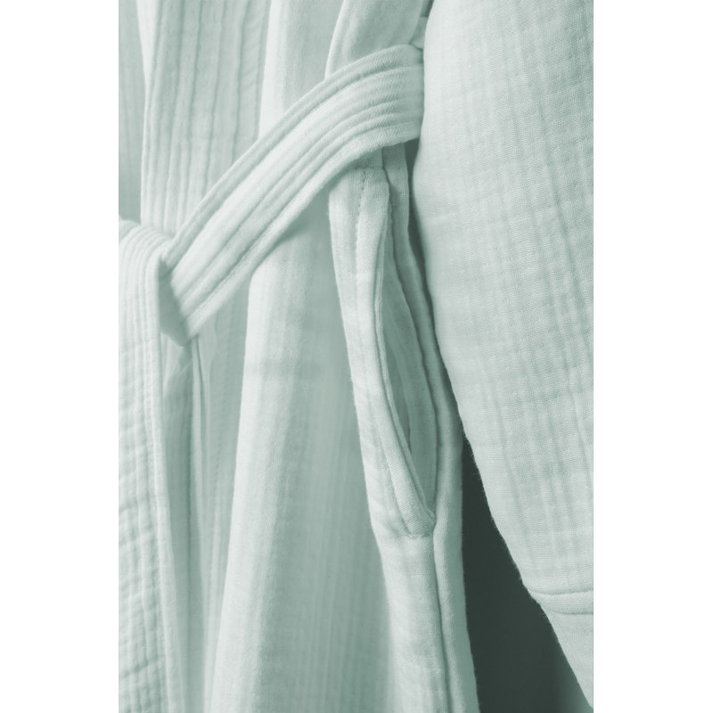 Peignoir 100% coton mi-mollet avec poches, G / TG, Menthe